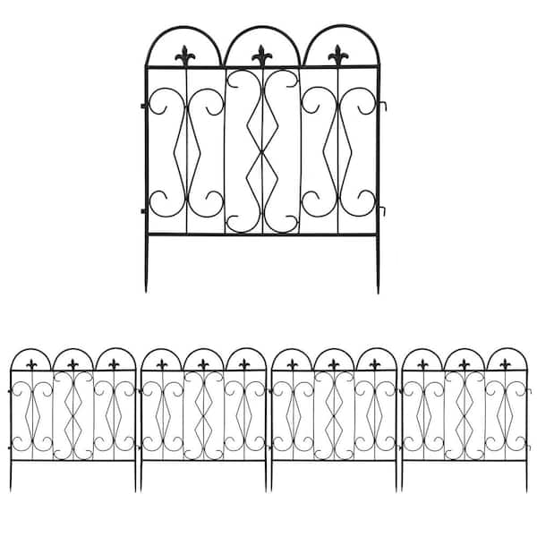 AESOME 24 in. Metal Garden Fence Decorative Black Fencing Panels for ...