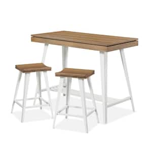 Kamili 3-Piece Dark Oak and White Counter Height Table Set