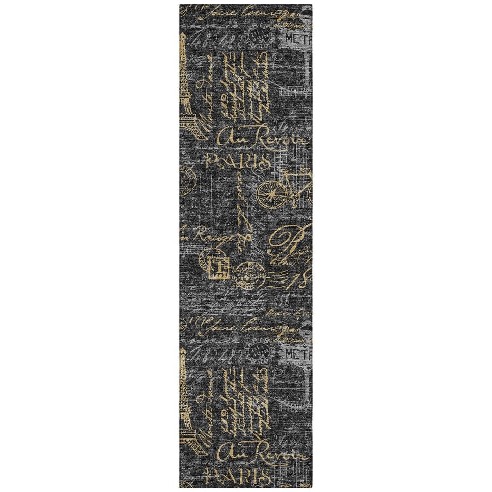 Chantille Machine Washable Indoor/Outdoor Abstract ACN2639 Black 2 ft. x 7 ft. Runner Rug price history on PriceWatchPro