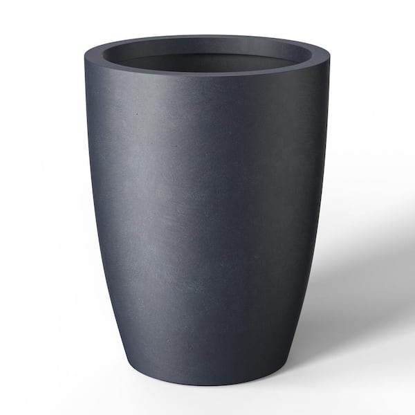 14 in. Large Granite Gray  Concrete Round  Planter / Pot with Drainage Holes