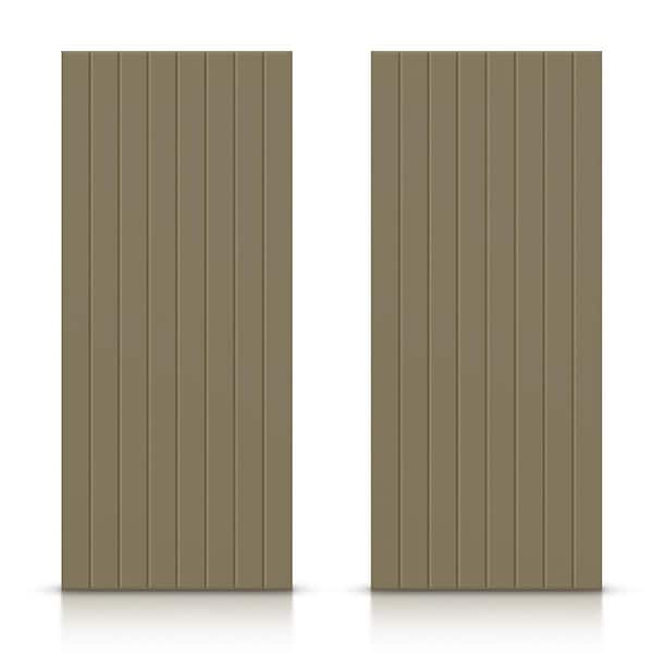 CALHOME 48 in. x 80 in. Hollow Core Olive Green Stained Composite MDF Interior Double Closet Sliding Doors