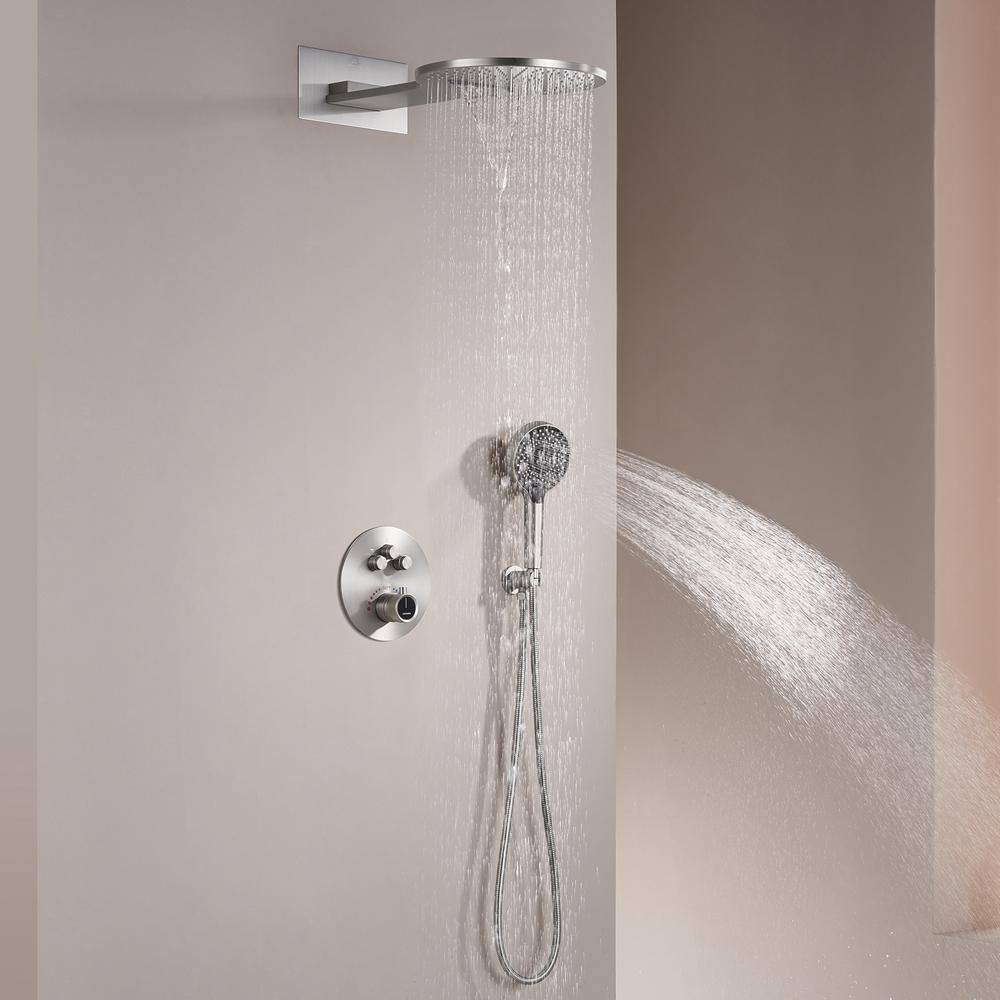 Brushed Nickel Multi-Head Thermostatic Rain Shower System