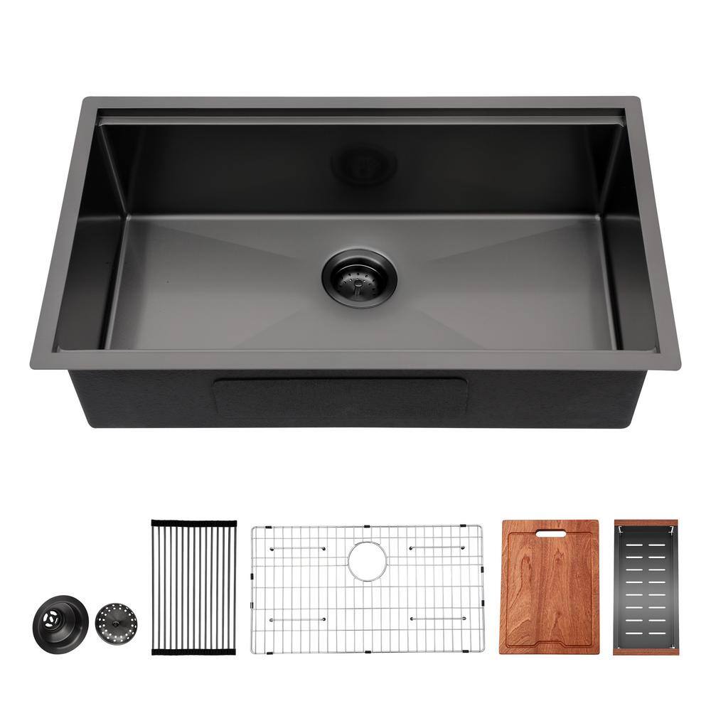 Lordear Stainless Steel 16 Gauge 33 In Single Bowl Undermount Kitchen