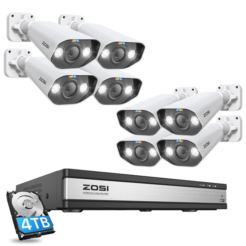 ZOSI 4K 16-Channel PoE 4TB NVR Security Camera System with 8X 5MP Wired ...