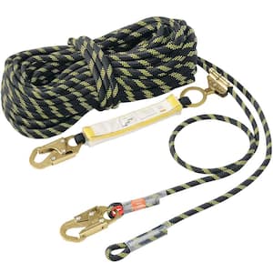 Vertical Lifeline 150 ft. Outdoor Climbing Rope Black and Yellow