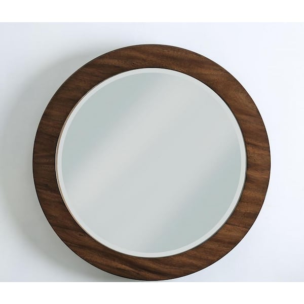 Medium Round Dark Oak Classic Mirror (36 in. H x 36 in. W)