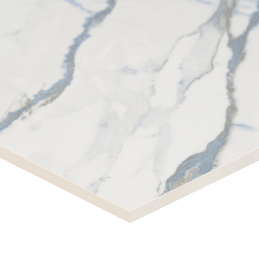 Calacatta Azur 24x24 Matte Porcelain Tile with Blue Veining