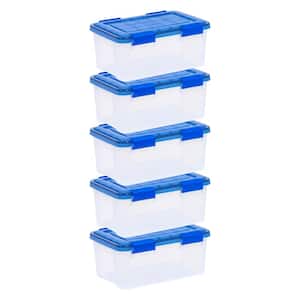4 Gal. WeatherPro Clear Plastic Storage Box with Blue Lid (5-Pack)