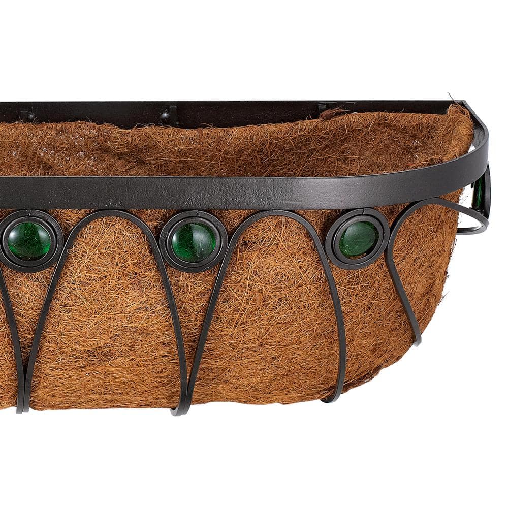 Emerald 36-Inch Black Metal and Coconut Wall Planter