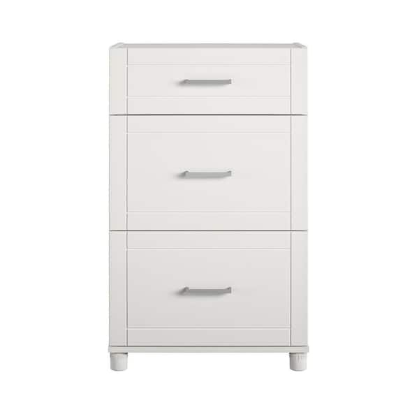SystemBuild Evolution Kai 23.69 in. W x 39.25 in. H x 15.38 in. D 3 Drawer Base Freestanding Cabinet in White