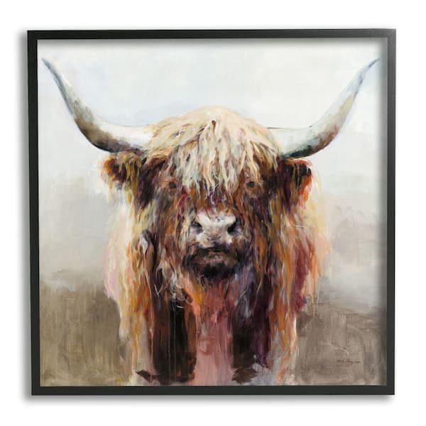 Stupell Industries Abstract Shaggy Cattle Portrait Farm Animal By Marilyn Hageman Framed Print Animal Texturized Art 12 in. x 12 in.