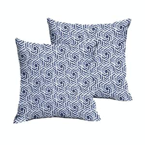 Leisure Navy Square Outdoor Throw Pillow (2-Pack)