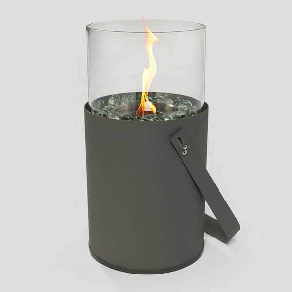 Gray Round Steel Outdoor Portable Ethanol Fire Pit