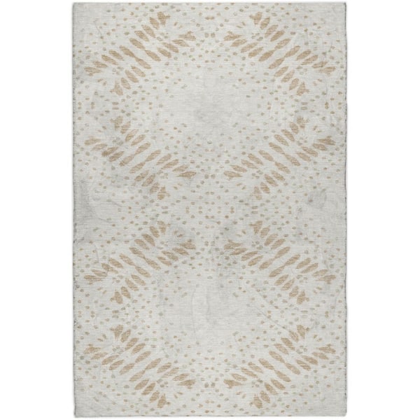 Dream Shag Premium Machine Washable Abstract ADS778 Beige 5 ft. x 7 ft. 6 in. Area Rug