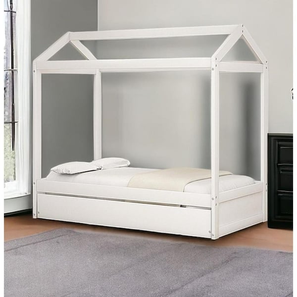 HomeRoots White Composite Frame Twin Panel Bed