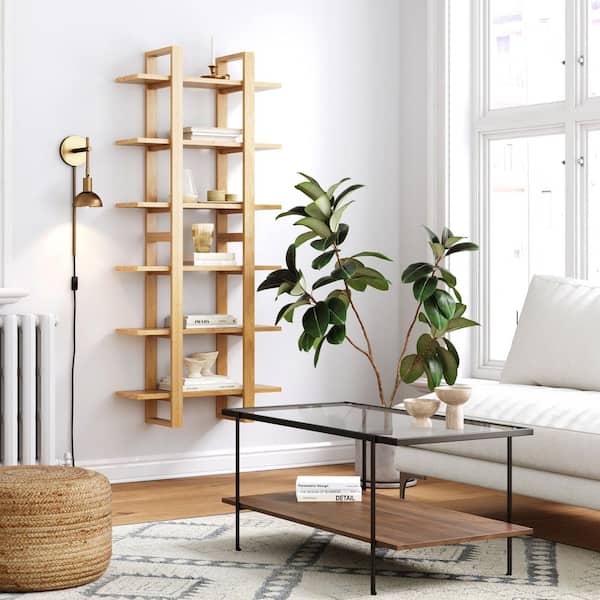 Benji 32 in. Floating Wall Bookcase, 3-Tier Display Shelf, Decorative Modular Shelf in Solid Wood, Set of 2