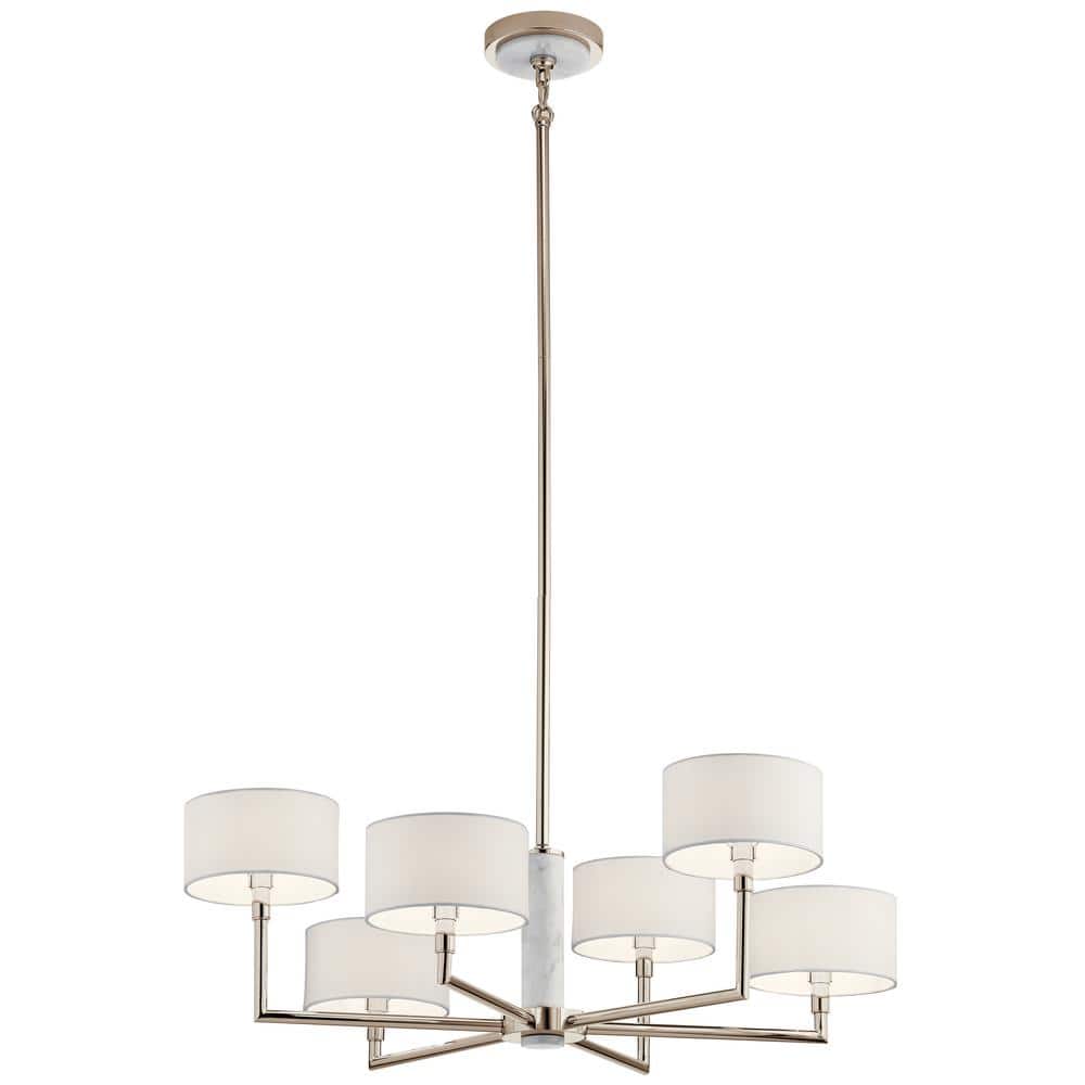 Laurent 33" Polished Nickel 6-Light Candle Chandelier