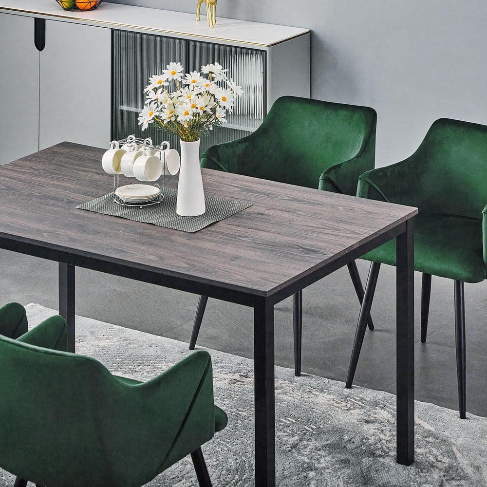 Mid-Century Modern Rectangular Walnut & Marble Dining Table, 55"
