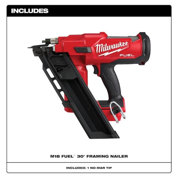 Milwaukee M18 FUEL 3-1/2 in. 18-Volt 30-Degree Lithium-Ion Brushless Cordless Framing Nailer with 22oz Milled Face Framing Hammer