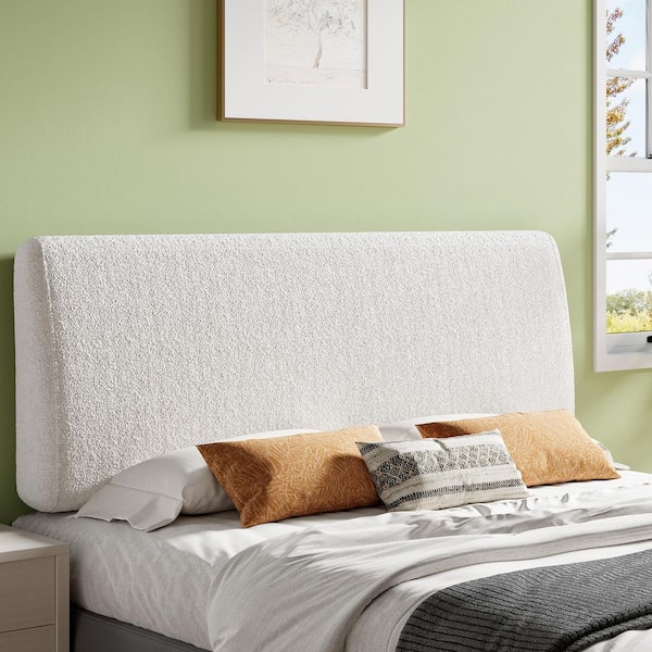 Beige King Ergonomic Upholstered Foam Headboard Adjustable Headboard