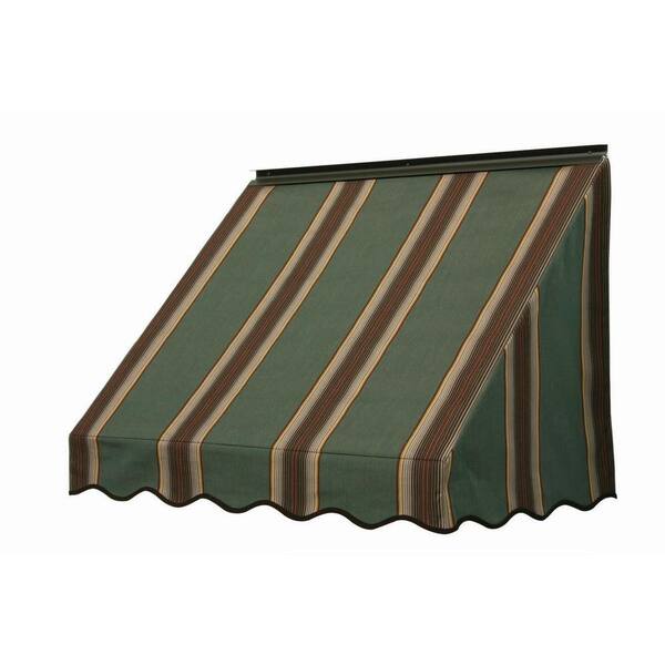 NuImage Awnings 7 ft. 3700 Series Fabric Window Fixed Awning (23 in. H x 18 in. D) in Forest Vintage Bar Stripe