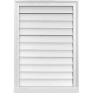 24 in. x 34 in. Vertical Surface Mount PVC Gable Vent: Decorative with Brickmould Sill Frame