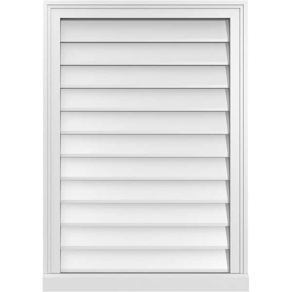 Ekena Millwork 24 in. x 34 in. Vertical Surface Mount PVC Gable Vent: Decorative with Brickmould Sill Frame