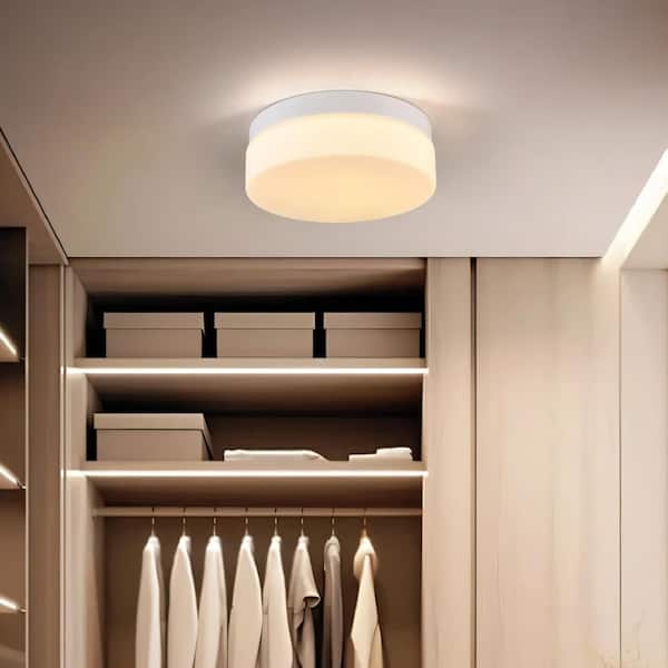 Jushua 12 in. 1-Light Modern White LED Flush Mount Ceiling Light
