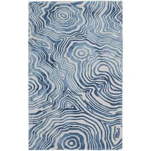 Blue and Ivory 2 ft. x 3 ft. Geometric Area Rug