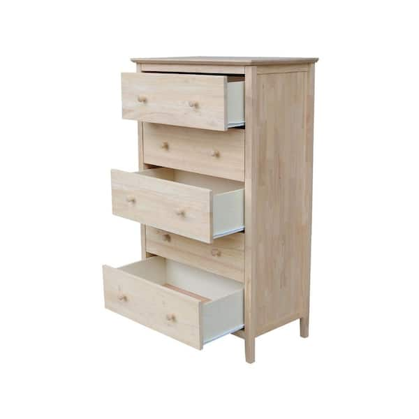 International Concepts Brooklyn 5-Drawer Unfinished Wood Chest BD