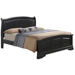Louis Philippe Black Upholstered Queen Panel Bed