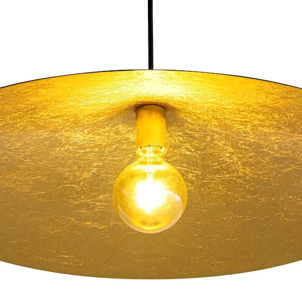 HUOKU PCover 1-Light 25.6 in.W Black Pendant Light Industrial