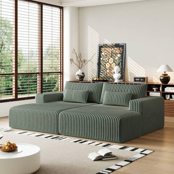 anpport Luxury Collection 102 in. Green Corduroy Fabric Twin Size Sofa Bed, No Assembly Required