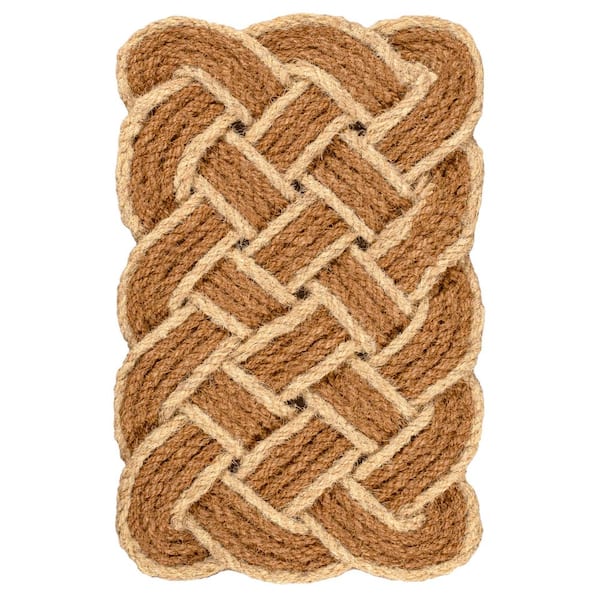 Maeve Classic Coastal Scalloped Basketweave Coir Natural/Bleach 2 ft. x 3 ft. Indoor/Outdoor DoorMat