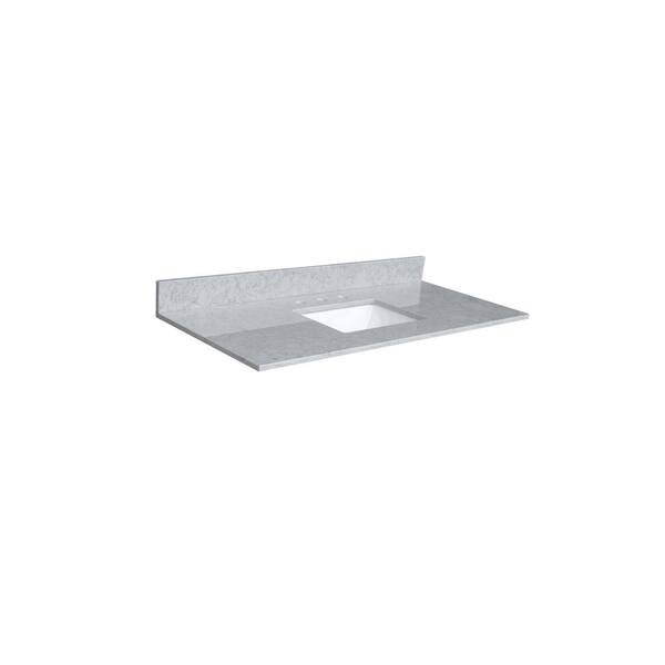 Whatseaso 31 in. W x 22 in. D Engineered Stone Composite Vanity Top in Gray with White Rectangular Single Sink