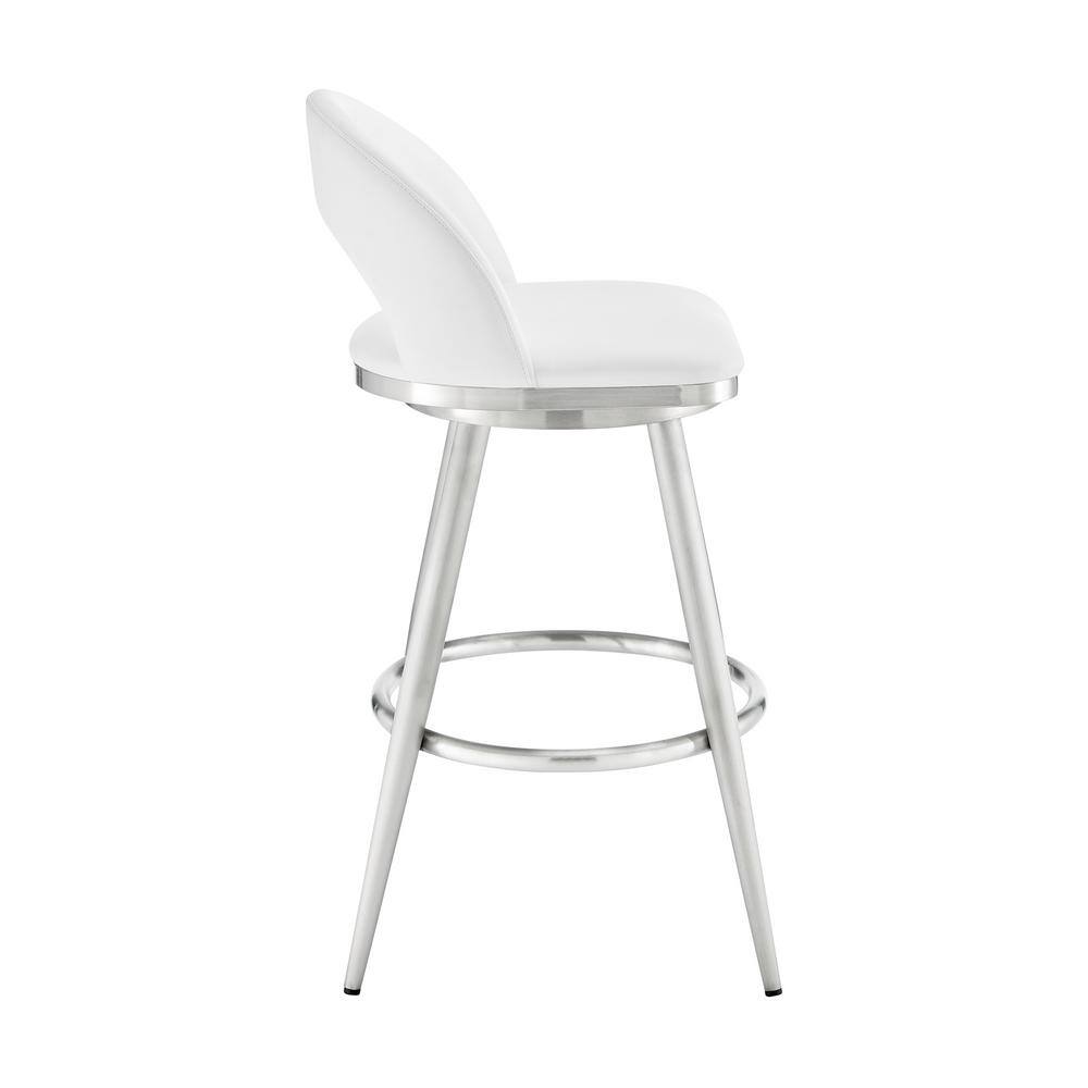 Lottech 34" White Faux Leather & Chrome Swivel Bar Stool