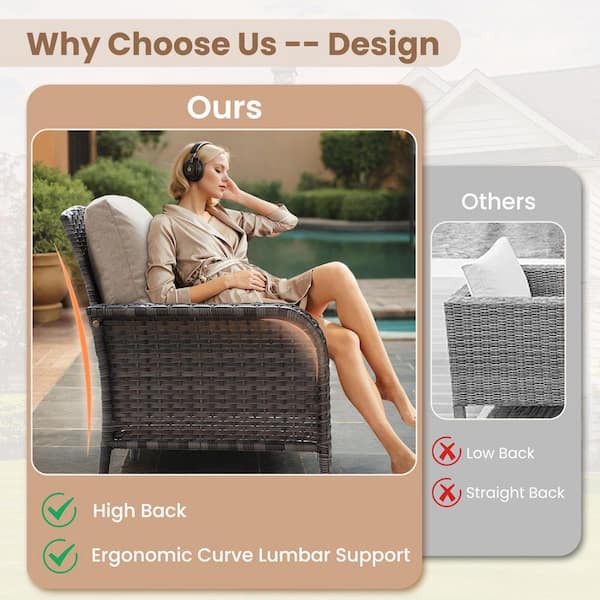Toject Denali Gray 7-Piece Modern Wicker Patio Conversation Sofa