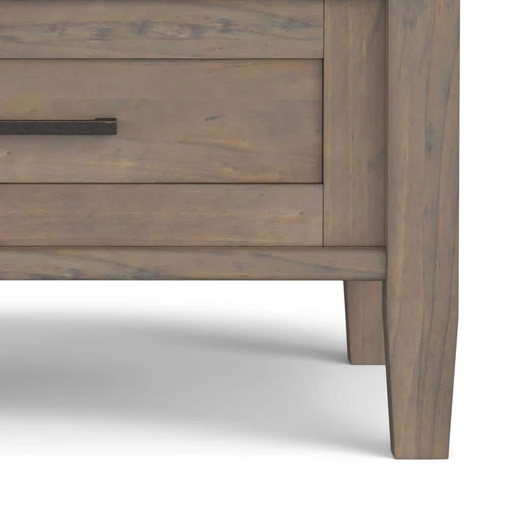 Smoky Brown Solid Wood End Table with Storage Drawer