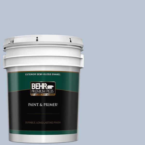 BEHR PREMIUM PLUS 5 gal. #590E-3 Hyacinth Tint Semi-Gloss Enamel Exterior Paint & Primer