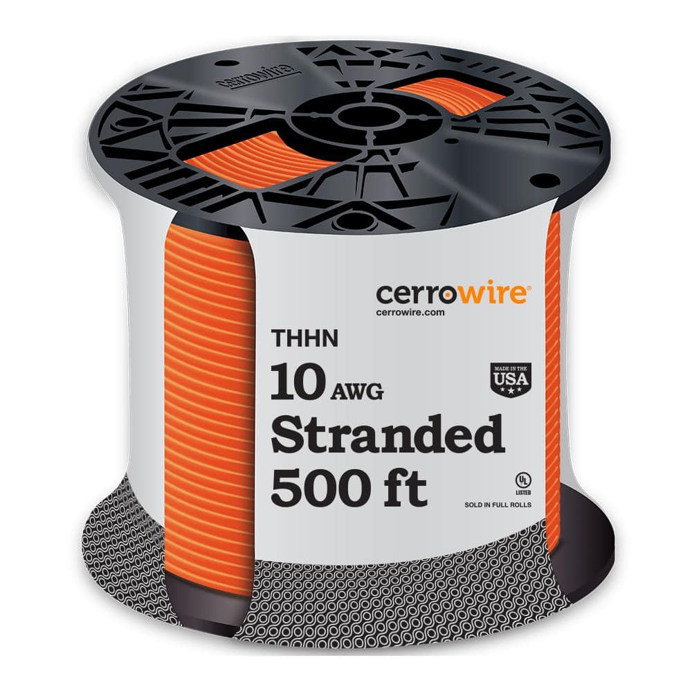 500 ft. 10 Gauge Orange Stranded Copper THHN Wire