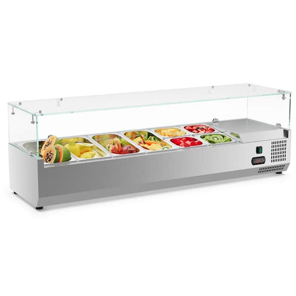 JEREMY CASS 1.6 cu. ft. Refrigerated Condiment Prep Station in Stainless Steel, Sandwich Prep Table ,Auto Defrost, Salad Bar