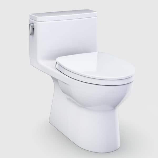 Redington 12 in. Rough In 1-Piece 1.28 GPF Single Flush Elongated Toilet in Cotton White, Soft Close Seat Included
