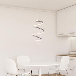12-Watt Integrated LED Modern Sliver Chandeliers, 3000K Dimmable Curved Contemporary Ceiling Light Fixture