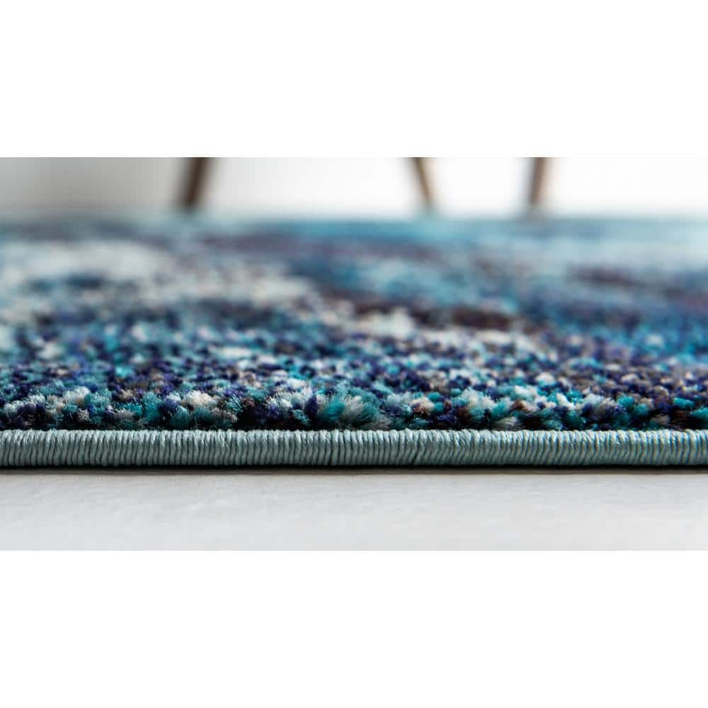 Blue and Gray Abstract Rectangular Area Rug