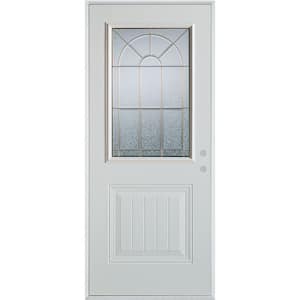 Stanley Doors 32 in. x 80 in. Neo-Deco Zinc Rectangular 1 Lite 2-Panel  Painted White Right-Hand Inswing Steel Prehung Front Door 1532A-A-32-R-Z -  The Home Depot