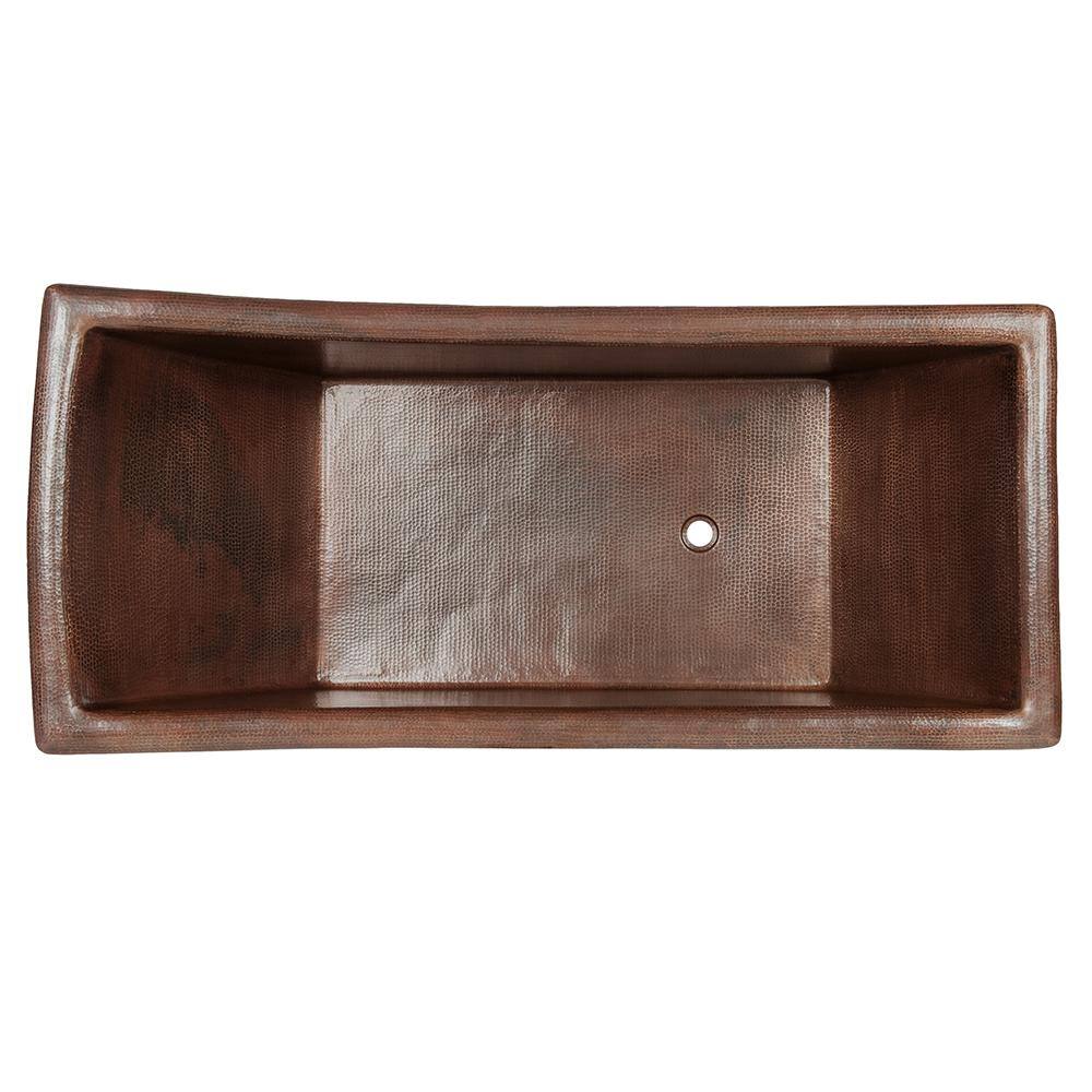67" Hammered Copper Single Slipper Bathtub in Oil Rubbed Bronze Finish