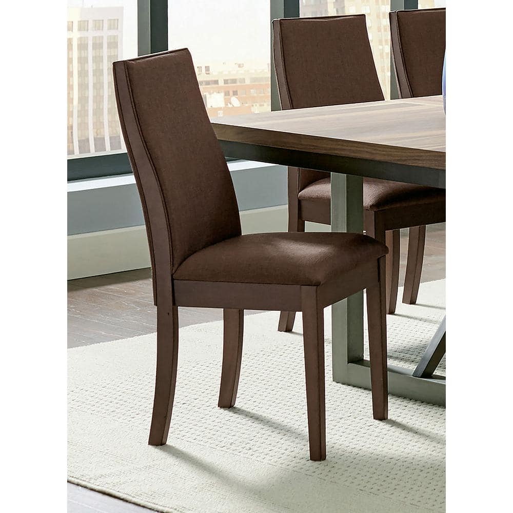 Rich Cocoa Brown Upholstered Transitional Side Chair Set