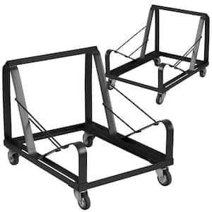 440 lbs. Capacity Stack Chair Dolly with Wheels - Black (Set of 2)