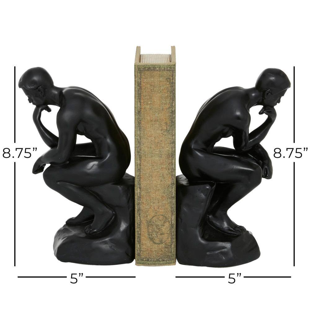 Black Resin The Thinker People Bookends Set of 2