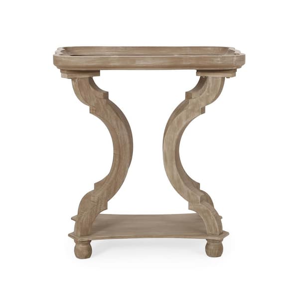 Noble House Ouray 22 in. x 24.25 in. Natural Rectangle Wood End Table